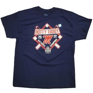 Ole Miss Rebels Baseball 2022 National Champions Hotty Toddy T Shirt‎ XL Blue 84
